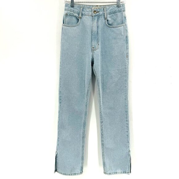 Helena Bordon Denim - Helena Bordon Fashion Blogger Light Wash High Rise Split Hem 25" Denim Jeans